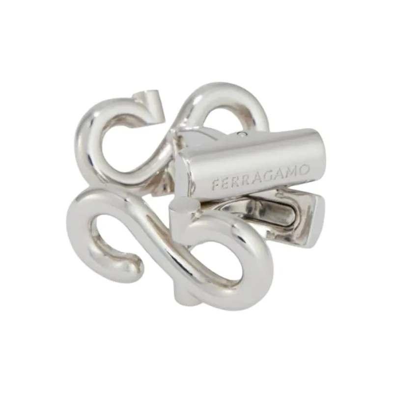 FERRAGAMO Brass Cufflinks Men's Silver-3