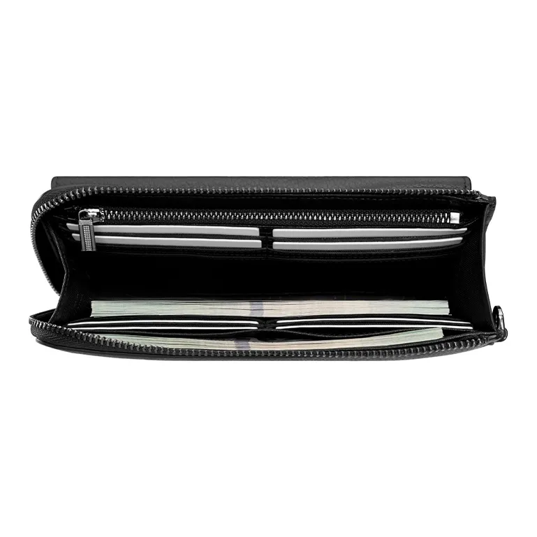HLA Top Grain Cow Leather Wallet Regular Unisex Black-3
