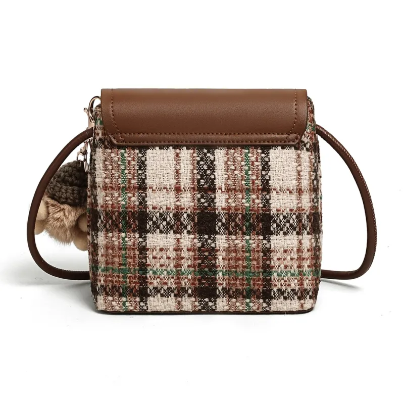 PT'SON Fabric, Synthetic Leather Shoulder Bag, Crossbody Bag Regular Women's Coffee-4