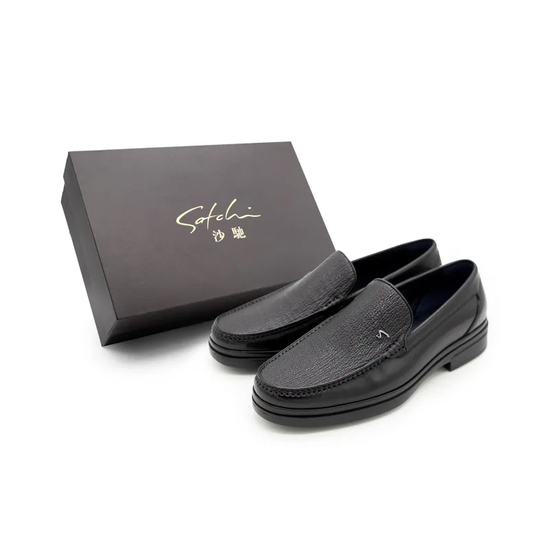 Satchi Business Formal Leather Shoes, Slip on Men's Black-1