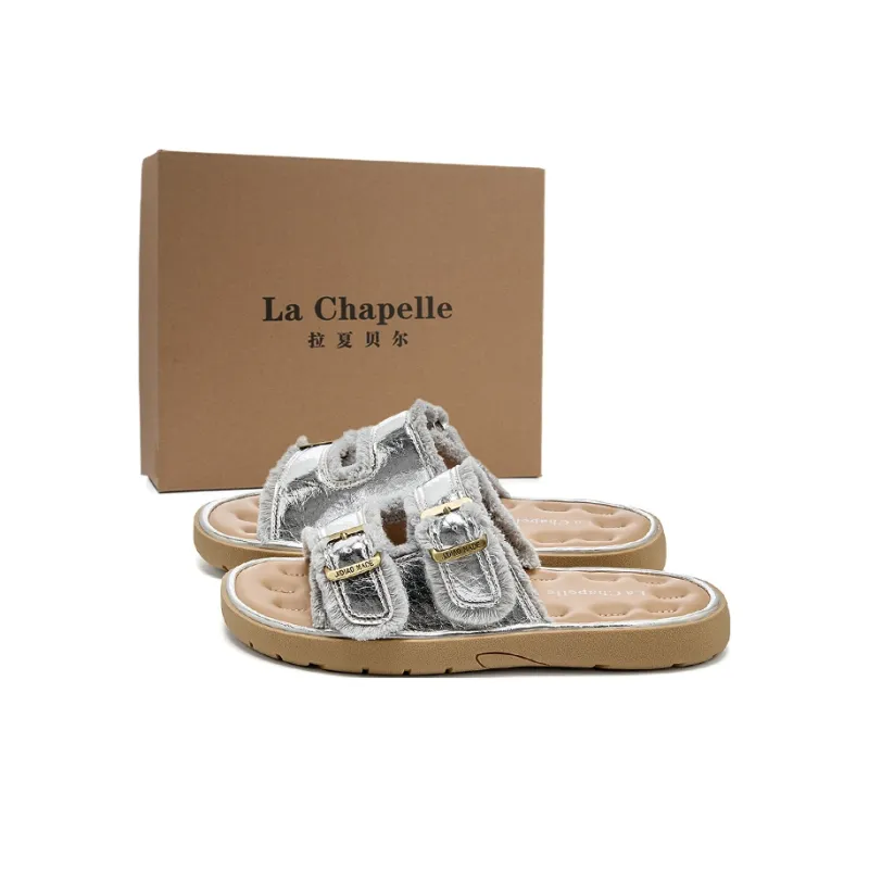 La Chapelle Slip Resistant Quick Dry Slide Slippers Women's Silver-1