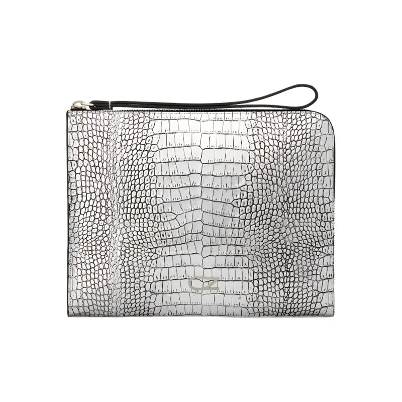Giuseppe Zanotti/GZ Leather Clutch Men's Silver-0
