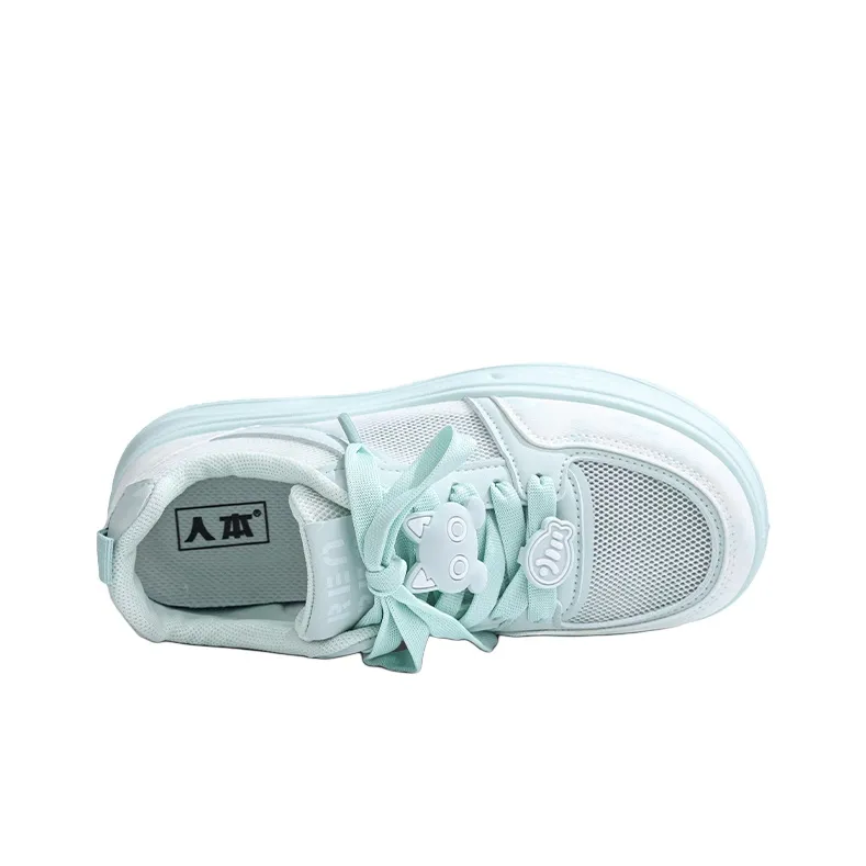 RENBEN Lightweight, Breathable, And Slip Resistant Low Top Skateboard Shoes Women's Blue-4
