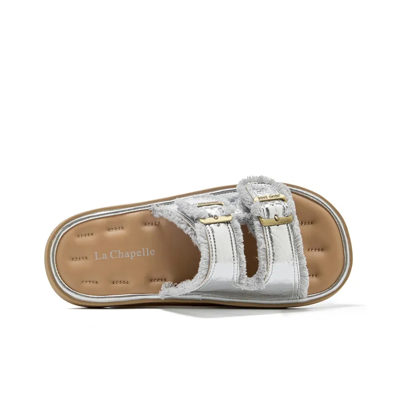 La Chapelle Slip Resistant Quick Dry Slide Slippers Women's Silver-2