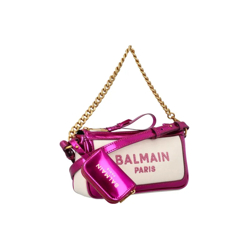 BALMAIN B ARMY Canvas Shoulder Bag Women's Red & Beige-1