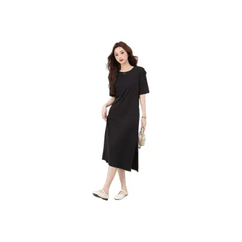 BALENO Solid Color Split Elastic Waistband Design Elegant Casual Fashion Long Skirt Summer Women's
