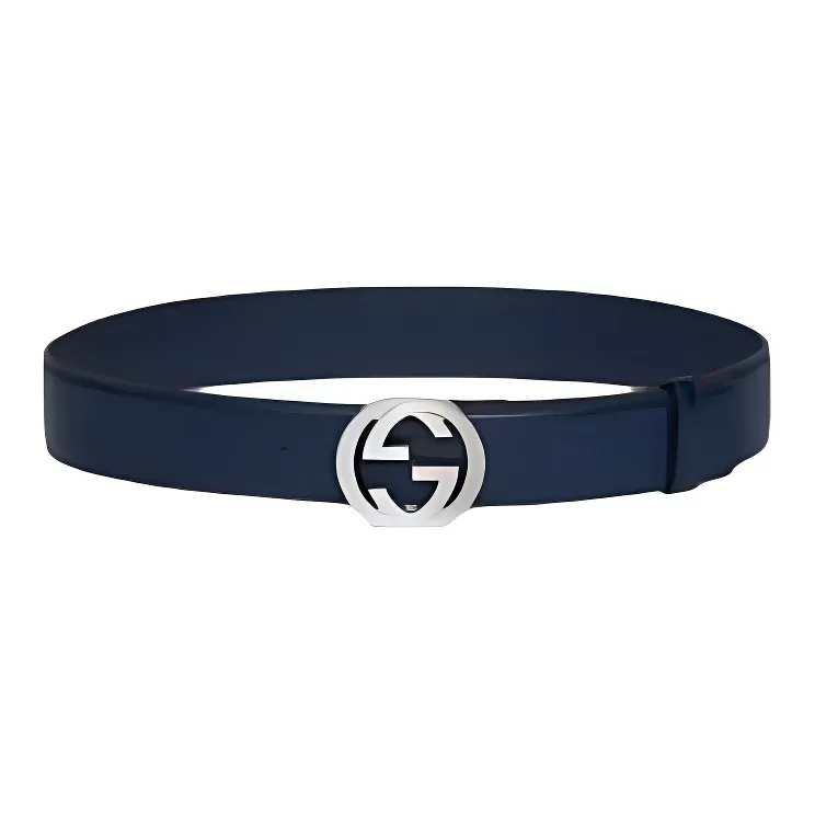 GUCCI Leather Belts Unisex Blue Width 4 Cm-0