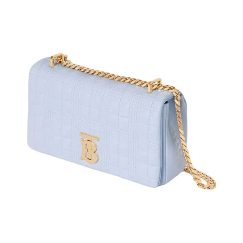 Burberry Lola Lola Bag Quilting Lambskin Shoulder Bag Crossbody Bag Small Size Women's Light Blue-1
