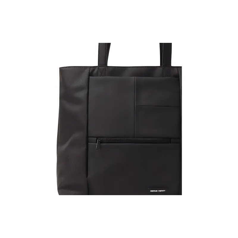 Beams Heart Polyester Tote Bag, Shopping Bag, Shoulder Bag Men's Black-4