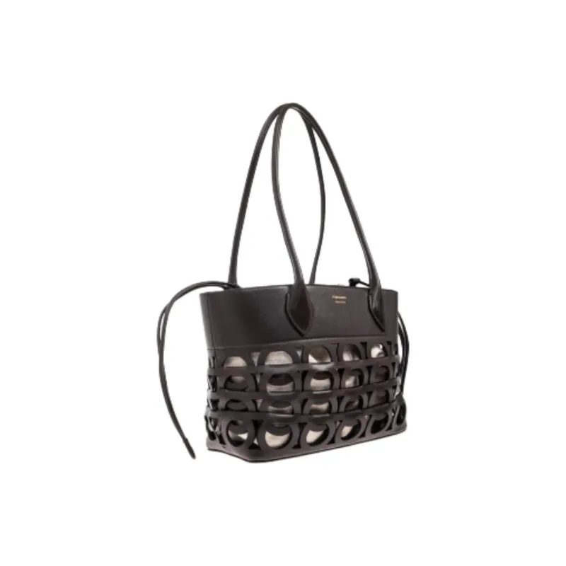 FERRAGAMO Leather Tote Bag, Shopping Bag, Shoulder Bag Regular Women's Brown-1