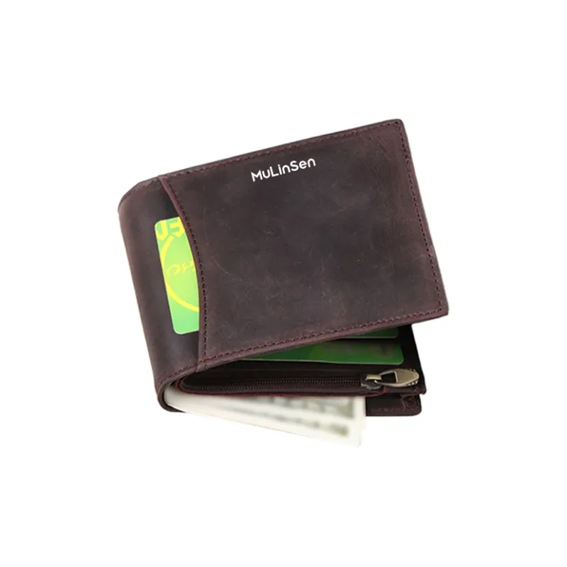 Mulinsen Cow Leather Wallet Men's Vintage Brown/Dark Brown-3