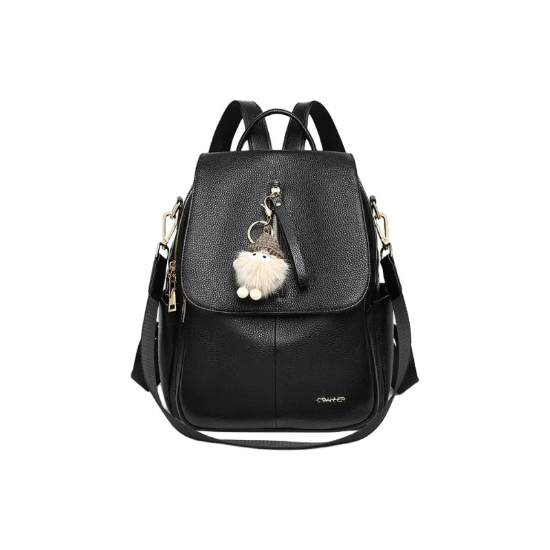 C°BANNER Cow Leather Backpack Medium Size Women's Black-0