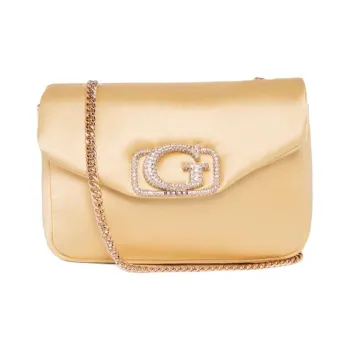 GUESS Fabric Shoulder Bag Medium Size Women's Gold