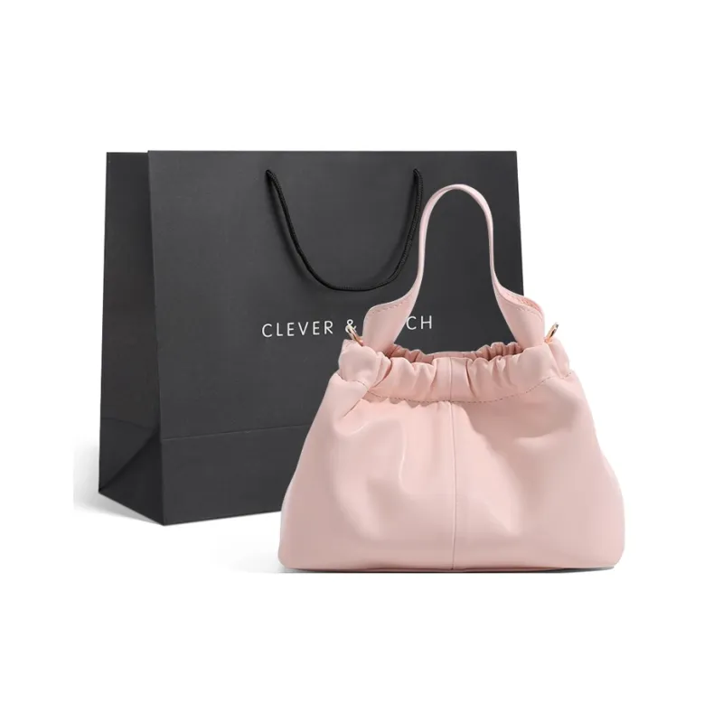 CLEVER& KETCH PU Cloud Bag, One Shoulder Handbag Women's Ecru/Black/Pink-9