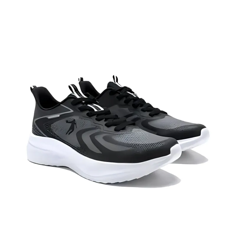 QIAODAN Speed Anti Slip Wear Resistant Low Top Casual Training Running Shoes Men's Black Coal Gray-3