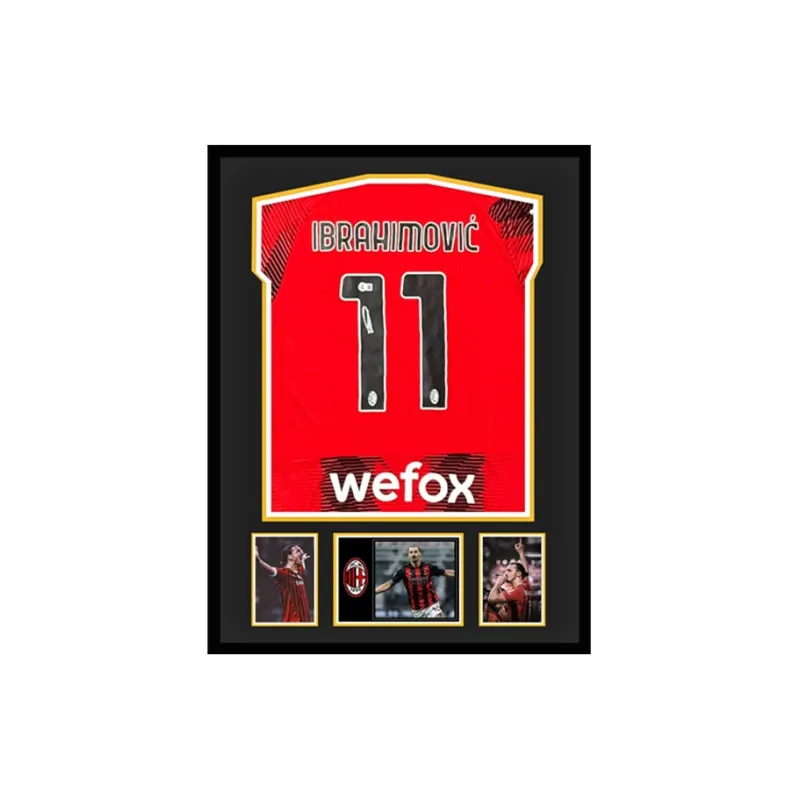 Three For AC Milan Team Jersey Deluxe Mounting, Outer Frame Approx. 65x85cm, Beckett Official Certification Unisex-0