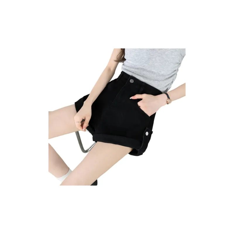 FASTFISH Denim Shorts Women's Black-3
