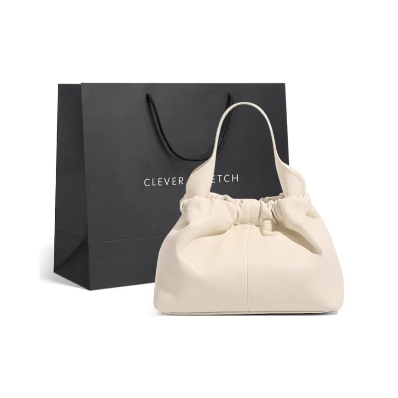 CLEVER& KETCH PU Cloud Bag, One Shoulder Handbag Women's Ecru/Black/Pink-5