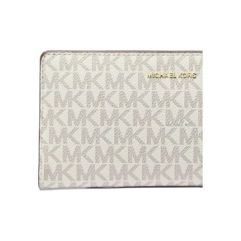 MICHAEL KORS Bryant Coated Canvas Wallet Tubas Women's Vanilla & Acorn-3