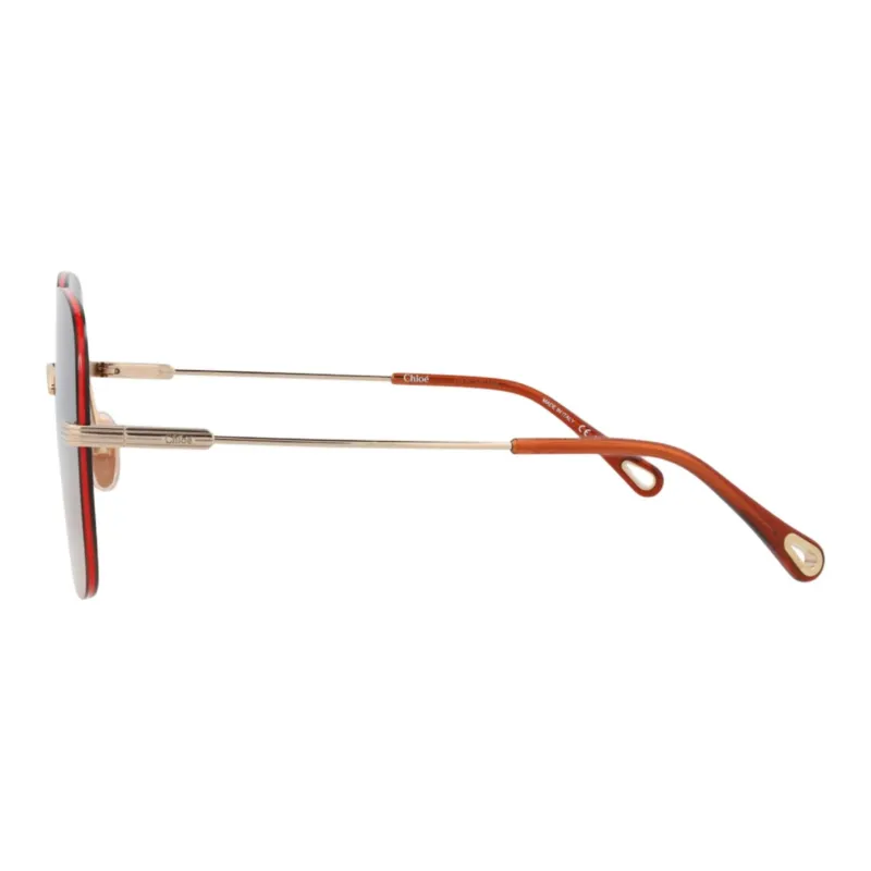 Chloe Metal Square Sunglasses Women's Red-2