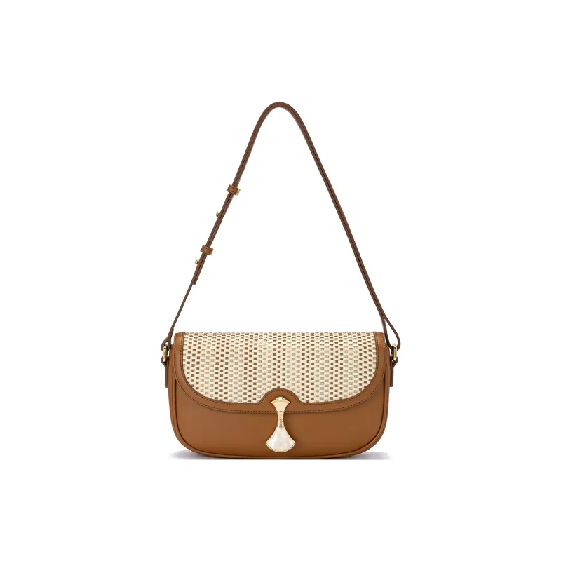 ROBERTA DI CAMERINO Sheepskin Mommy Bag, Shoulder Bag Regular Women's Midnight Blue/Gold Brown-7