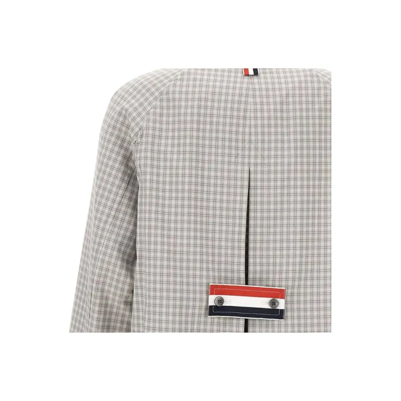 THOM BROWNE Check pattern Cropped Coat-3