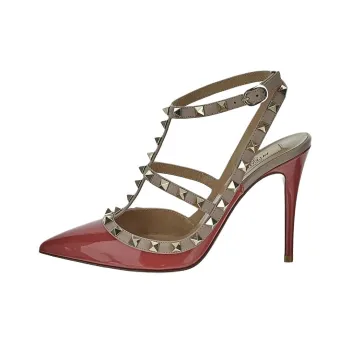 Valentino Rockstud Slim Heel High Heels 10cm Women's Red