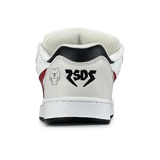 LuzaoT SUPER DRAG Breathable Low Top Skateboard Shoes Women's White Red-3