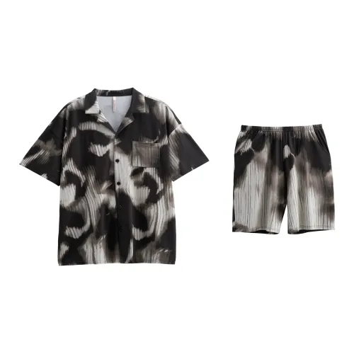 XUANZHITING Pajama Set Men's Black Gray