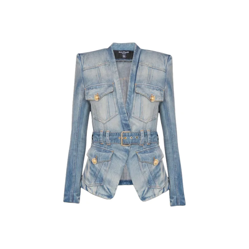 BALMAIN Denim Jacket Women's Blue-0