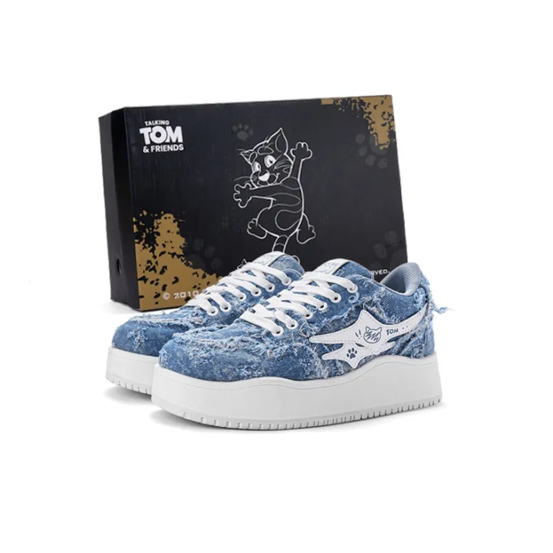 TALKING TOM Abrasion Resistant Breathable Low Top Skateboard Shoes Unisex Denim Blue-7