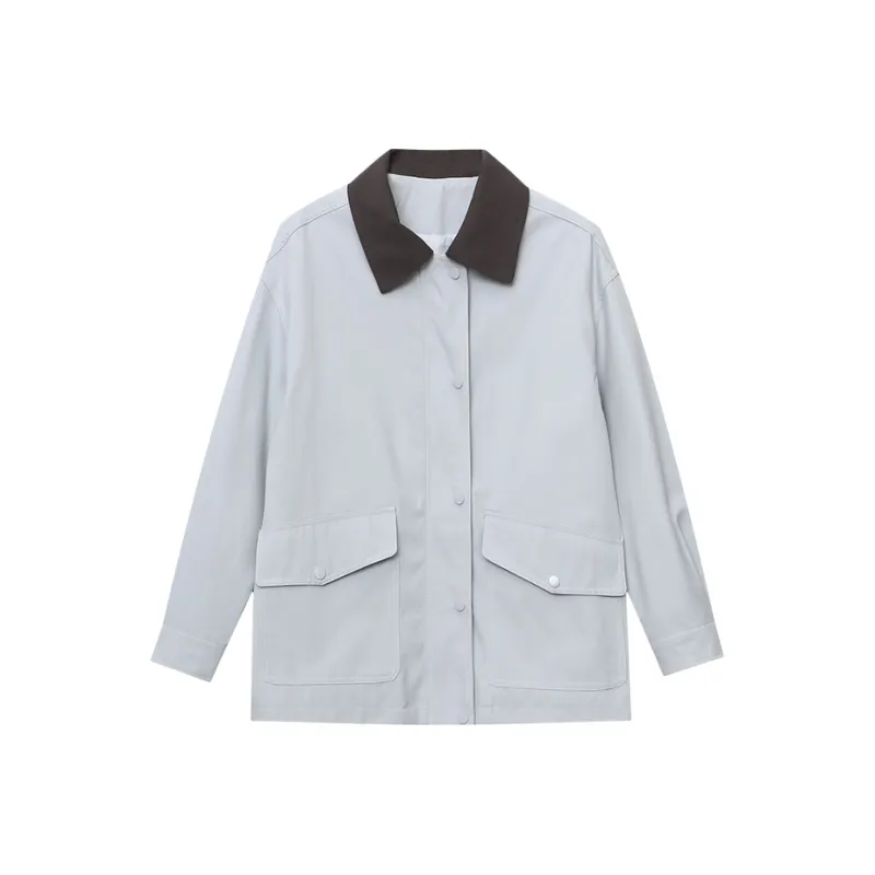CHARM PICK Trench Coats Women's Blue-0