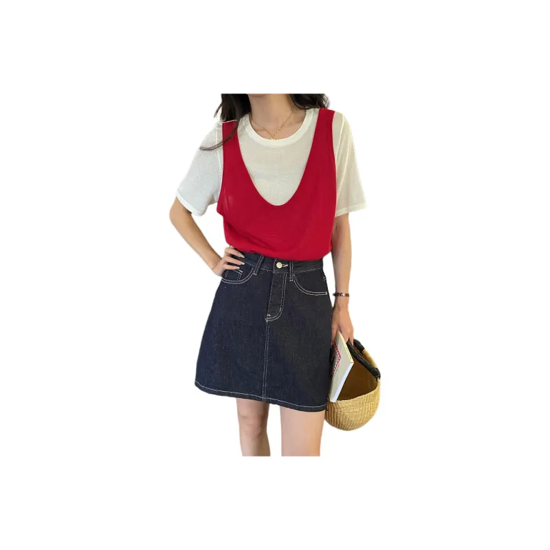 ONE SHALLOW Denim Short Skirts Women's-4