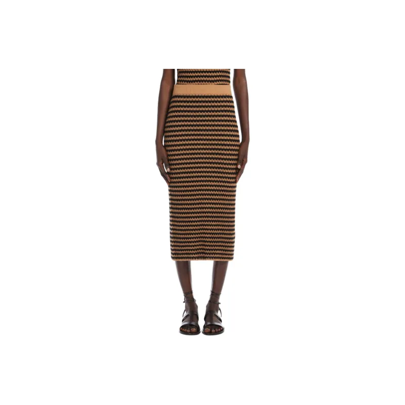 WEEKEND MaxMara Knit Long Skirt Women's Brown Black-1