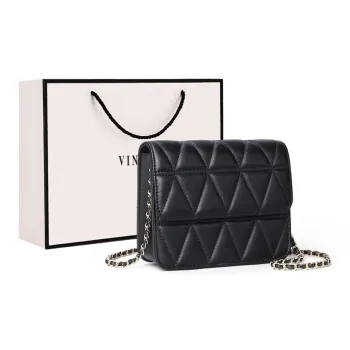 VINEY Cow Leather Shoulder Bag, Crossbody Bag Regular Women's Black/Black Trumpet