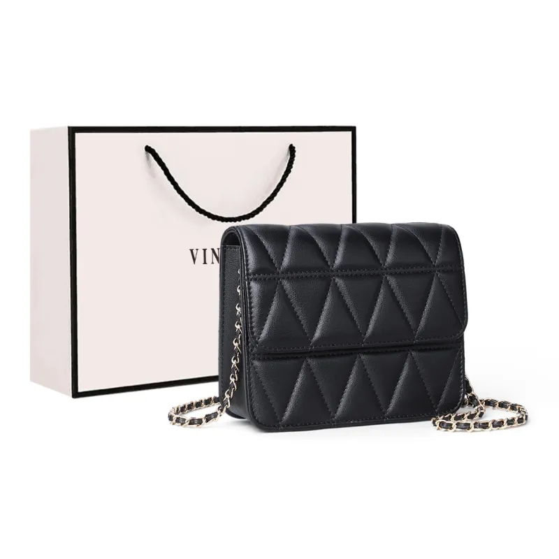 VINEY Cow Leather Shoulder Bag, Crossbody Bag Regular Women's Black/Black Trumpet-0