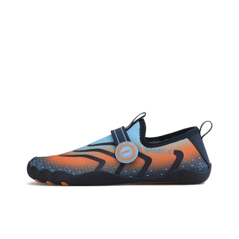GESENLANG Slip Resistant, Abrasion Resistant, Breathable Low Top Casual Shoes Men's Dark Blue Orange-0