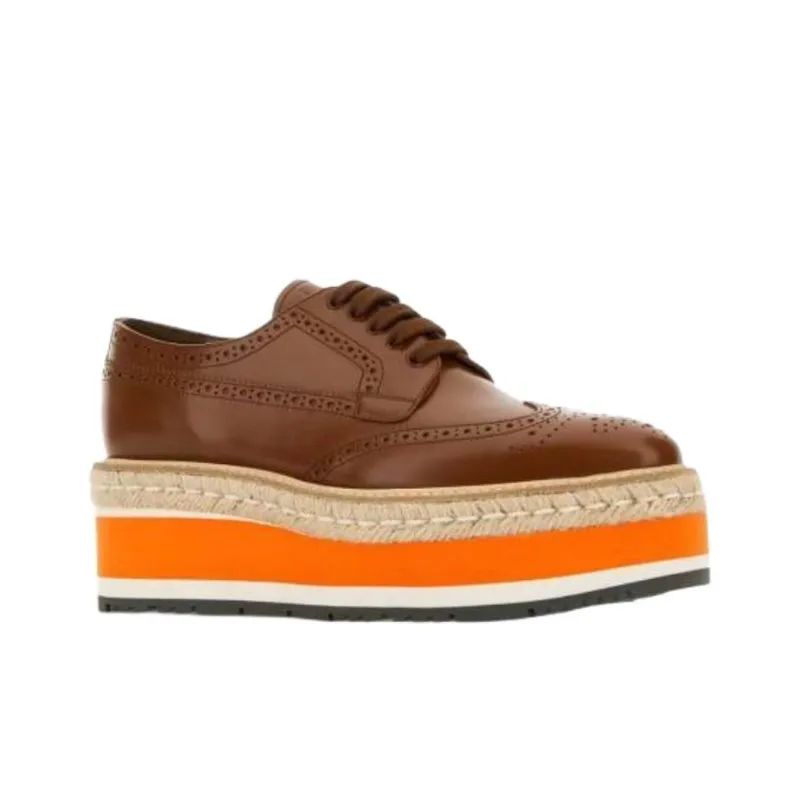 PRADA Casual Single Shoes 6cm Women's Brown-2