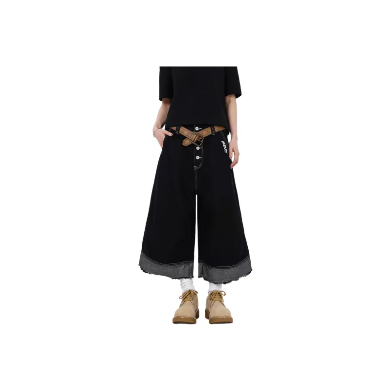 SOIE Denim Shorts Unisex Black-0