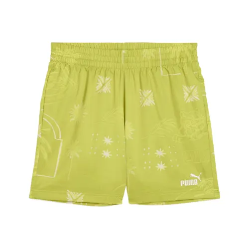 PUMA Palm Resort Casual Shorts Men's Neon Yellow Green