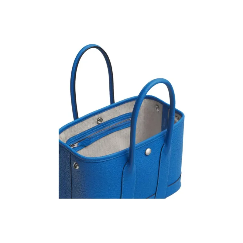 HERMES Garden Party Negonda Calfskin Garden Handbag Women's T7 Bleu Hydra Aqua Blue-2