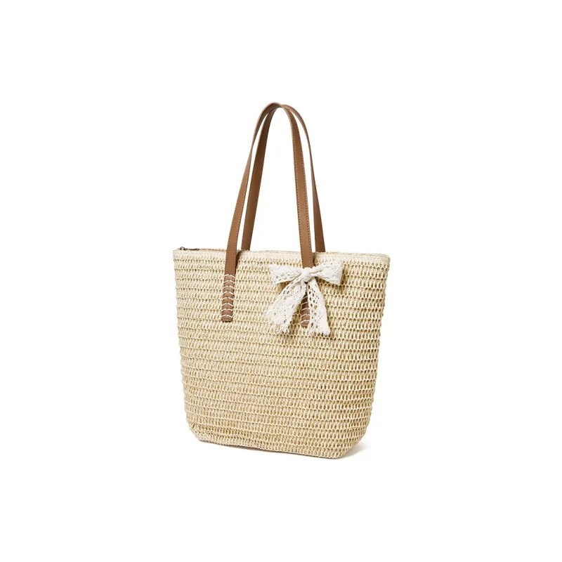 15 MINS Fabric Tote Bag, Shoulder Bag Women's Ecru/Khaki-0