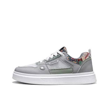 Warrior Abrasion Resistant Breathable Height Increasing Low Top Skateboard Shoes Men's Gray White Green