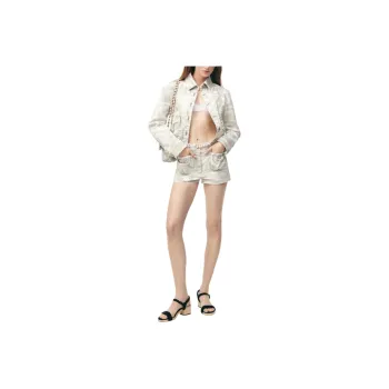 CHANEL Denim Jacket Women's Light Gray