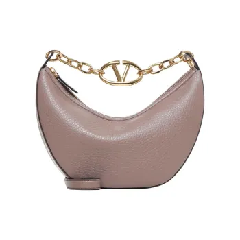 Valentino Vlogo Moon Calfskin Shoulder Bag Medium Size Women's Umber