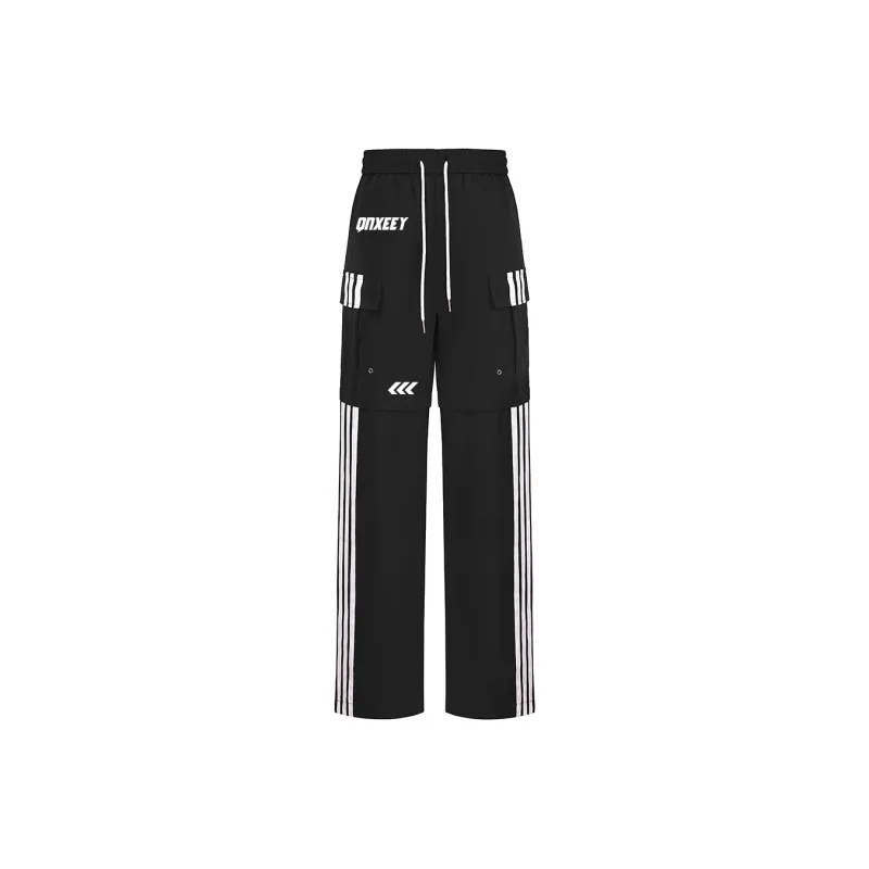 Qnxeey Casual Pants Unisex Black-1