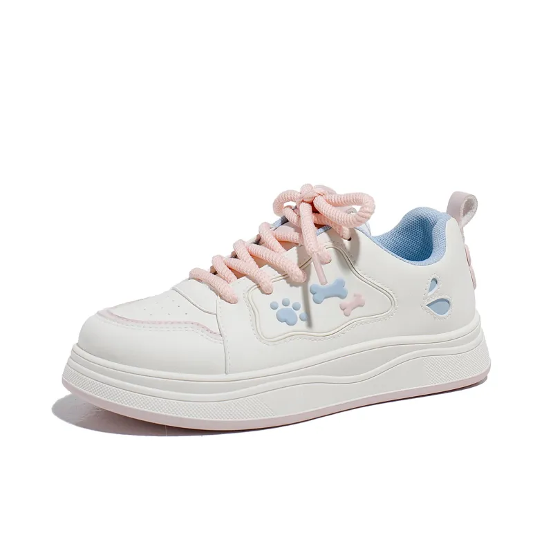 Babaya Skateboard Shoes Women's Low Top Beige Yellow/Beige Blue-5
