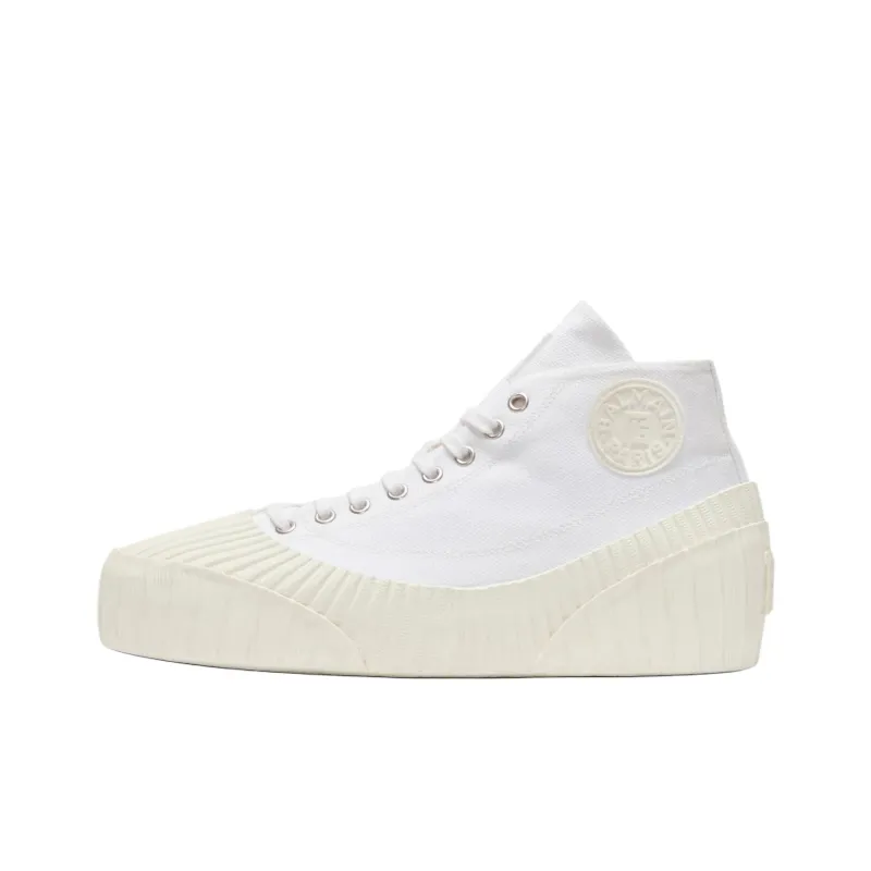 BALMAIN Riff High Top Canvas Shoes Women's White-0