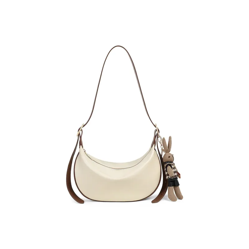 EBLAN Synthetic Leather Shoulder Bag, Crossbody Bag, Dumpling Bag Regular Women's Cream Apricot-3