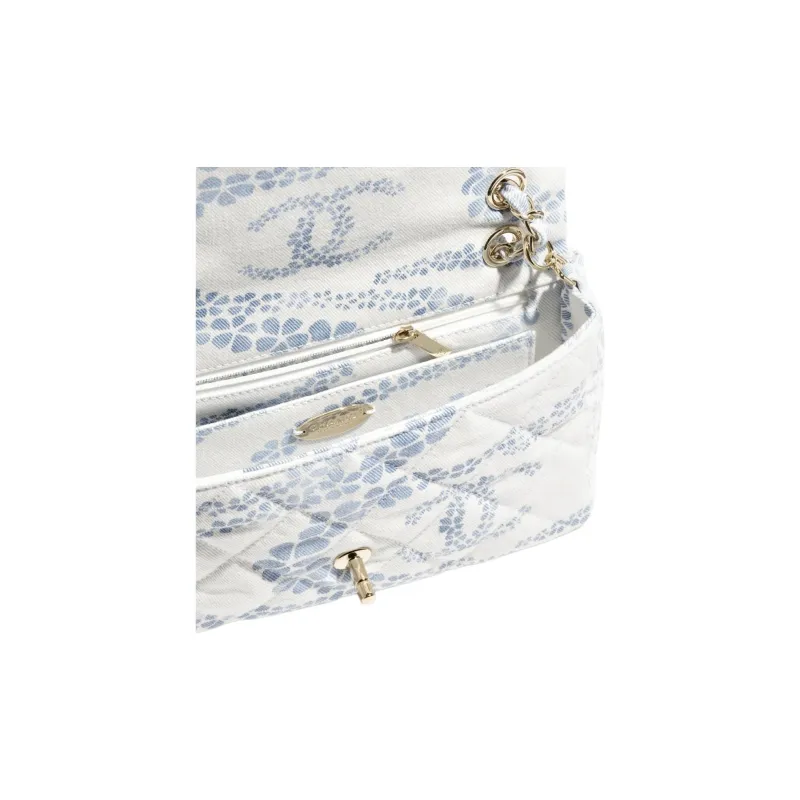 CHANEL Coco Denim Flap Bag Shoulder Bag Women's White & Blue-3